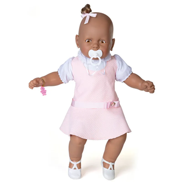 Boneca Bebê Ninos Negra Boca Aberta Tipo Reborn Cotiplás